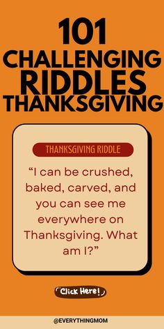 a thanksgiving card with the words, 101 challenging riddles and an image of a turkey