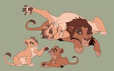 the lion family is depicted in this cartoon