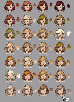 the many faces of women with different hair colors and hairstyles, all in various styles