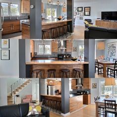 a collage of photos showing the inside of a house