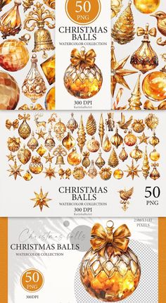 christmas balls and ornaments are on display in this advertisement for the holiday season