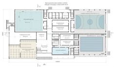 the floor plan for an indoor swimming pool