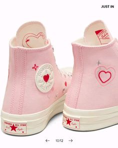 Converse Valentines, Y2k Heart, Womens High Top Shoes, Converse Pink, Pink Converse, All Stars Converse, High Low Top