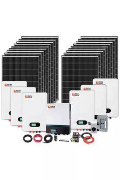 six different types of solar panels with wires and other equipment on the bottom one side