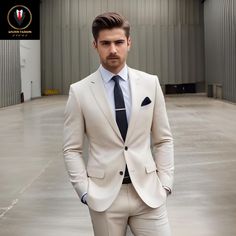 This is a Classy 2 Piece Suit by Goldenfashionstore /crafted from high quality fabric and imported materials. Our products are handcrafted by experienced tailors who make sure the that the stitching is precise, lining is proper and the overall product is sturdy enough to not go out of shape for more than a few years. Also all our products have extra margins in their length, sleeves, sides so it's easily alterable if your size changes after some time. To see more available colours and designs in Groom Cream Suit, Suits Men Cream Colour, Creme Suit Wedding, Cream Suit Wedding, Timeless Cream Suit, Elegant Cream Three-piece Wedding Suit, Classic Fitted Cream Three-piece Suit, Beige Notch Lapel Three-piece Wedding Suit, Cream Suit