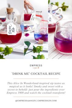 an advertisement for drink me cocktail recipe