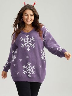 Snowflake Print, Pocket Belt, Print Pullover