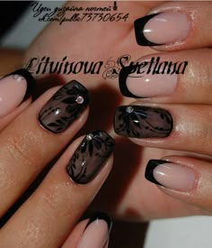 Transparent Black Nails, Elegant Nail Art, Gel Nail Art Designs, Christmas Nails Acrylic, Nails Only, Sparkly Nails, Elegant Nails, Dream Nails, Nail Art Hacks