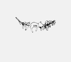 a black and white drawing of a horse with flowers on it's back end