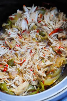 the food is being cooked in the slow cooker