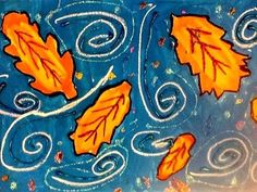 an acrylic painting of leaves and swirls