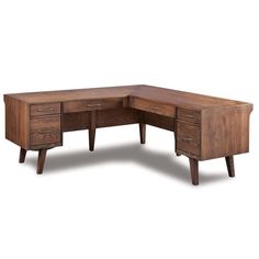 an l - shaped desk with two drawers on each side