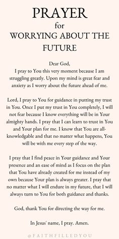 the prayer for praying about the future