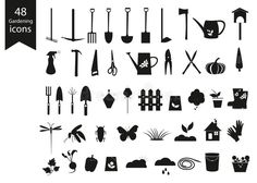 gardening icons and symbols royalty illustration