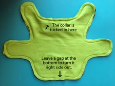 a close up of a bib with instructions on how to put it in place