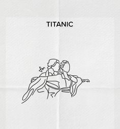 a paper towel with a drawing of two people on it and the words titanic written in black