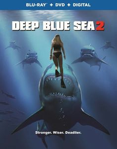 the poster for deep blue sea 2 features a woman diving in front of a shark