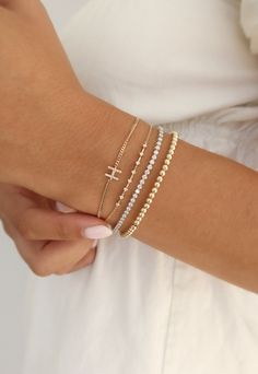 Dainty and sparkly gold and diamond bracelet, perfect for your everyday stack or to wear by itself. Diamond Bracelet Stack, Gold And Diamond Bracelet, Station Bracelet, Bracelets Gold Diamond, Diamond Bar, Diamond Bangle, Classic Gold, Fine Jewelry Collection, Luxe Gifts