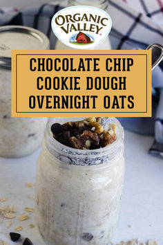 chocolate chip cookie dough overnight oats in a jar