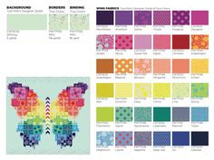 the butterfly quilt pattern is shown with different colors and patterns for each piece, including one color