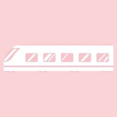 a pink background with a white train on it's side and diagonal stripes in the middle