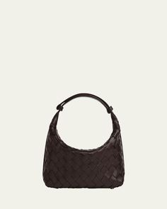 Bottega Veneta "Wallace" mini shoulder bag in intrecciato leather    Adjustable shoulder strap    Zip top closure     Feet protect bottom of bag    Approx. 3.7"H x 9.1"W x 1.2"D    Made in Italy Bottega Bag, Occasion Shoes, Belt Pouch, Black Shoulder Bag, Accessory Pouch, Knitting Accessories, Small Leather Goods