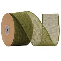 two rolls of green mesh tape on white background