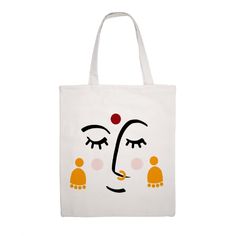 "Perfect for all kinds of activities, step out in style with this Indian inspired tote bag. - Made with durable well-stitched straps - Reusable and environmentally friendly - W38cm × H41cm (W15\" × H16\") - Single-sided printing SHIPPING: - Express shipping options available - Product tracking information available upon request DISCLAIMERS: - There may be slight differences between the actual product and the mock-up (eg. colours, printing position, etc.) - Unfortunately, I don't accept returns, White Eco-friendly Bags For Daily Use, Eco-friendly White Bags For Daily Use, Artistic White Shoulder Bag For Daily Use, Artistic Canvas Bag For Daily Use With Large Capacity, Artistic Canvas Tote Bag For Daily Use, Artistic Canvas Bag With Large Capacity For Daily Use, White Artistic Bag With Large Capacity, Artistic White Bag For Daily Use, White Artistic Canvas Bag For Everyday