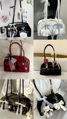 Girly Backpacks For College, Birkinfying Bag, Standoil Chubby Bag, Diy Bag Charm Ideas, Bag Charms Aesthetic, Girly Purse, Aesthetic Handbags, Decorated Bags, My Style Bags