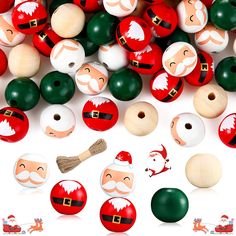 PRICES MAY VARY. Package includes: there are 120 pieces of Christmas wood beads made in 4 different kinds with a rope in the package, including Santa Claus head beads, Santa Claus body beads, natural wood beads and green wood beads, each style has 30 pieces, the sufficient quantity will meet your decoration needs easily Christmas decoration beads: these small wood beads are made in Santa Claus appearance and painted in classic Christmas colors, which will create a warm and joyful atmosphere arou Bead Christmas Decorations, Diy Christmas Party, Red Crafts, Necklace Wood, Jewelry Making Kits, Felt Embroidery, Christmas Bead, Navidad Diy, Wreath Decoration