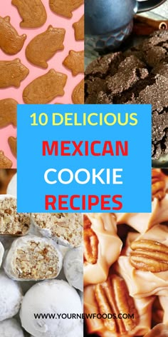 mexican cookie recipe collage with text overlay that reads 10 delicious mexican cookie recipes