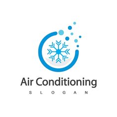 the air conditioning logo is shown in blue and white colors, with bubbles coming out of it