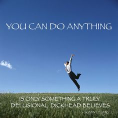 a man jumping in the air on top of a green field with a sky background