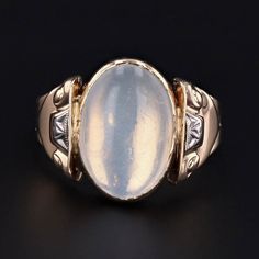 Vintage Oval Moonstone Ring... Moonstone Ring Vintage, Gold Ring Vintage, 10k Gold Ring, Bespoke Rings, Nose Studs, Jewelry Post, Ring Men, Boho Accessories, Elephant Charm