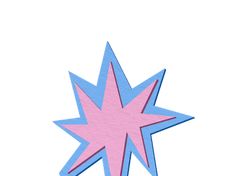 a pink and blue star on a white background