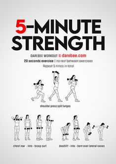 the 5 - minute strength poster shows how to do exercises