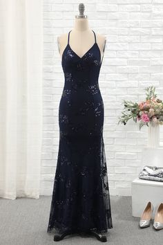 ZAPAKA Womens Spaghetti Straps Mermaid Long Party Dress with Sequins Prom Dresses 90s, Midnight Blue Prom Dress, Vintage Prom Dresses 90s, Midnight Blue Prom Dresses, Mermaid Party Dress, Mother Wedding Dress, Evening Dresses Cocktail, Dress Spaghetti, Mermaid Party