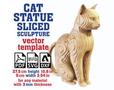 the wooden cat statue is ready to be put in your home or office for sale