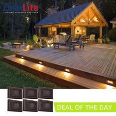 an image of a deck lit up at night with the text deal of the day