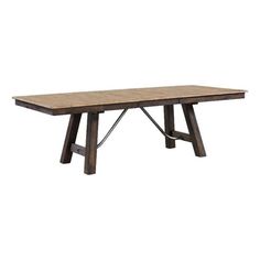 a wooden table sitting on top of a white background