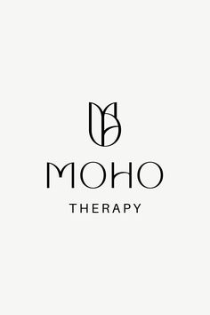 the logo for moho therapy, which is designed in black and white with an abstract design