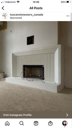 an instagram photo of a fireplace in a living room with no one around it