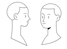 two people are facing each other with one person's face to the side