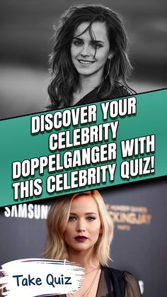 a woman holding up a sign that says, discovery your celebrity with this celebrity quiz