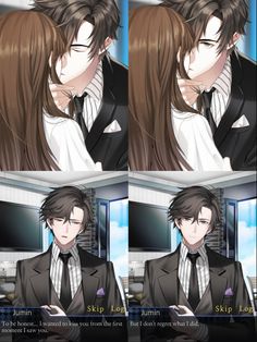 an anime character with long hair wearing a suit and tie