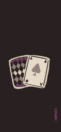 two playing cards are shown on a black background