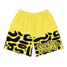 Introducing the latest addition to the fakeSavian Studios collection, the Yellow Animal Print Shorts! Perfect for adding a touch of bold style to any outfit, these shorts feature a vibrant yellow base covered in a bold and playful animal print pattern. The comfortable, high-quality fabric makes these shorts perfect for everyday wear, while the statement print is sure to turn heads. Whether you're running errands or hitting the town, these shorts will keep you looking stylish and on-trend. So why Shorts Print Design, Playful Graphic Print Beach Bottoms, Yellow Cotton Bottoms With Graphic Print, Yellow Graphic Print Cotton Bottoms, Casual Yellow Swim Trunks With Built-in Shorts, Yellow Casual Short Swim Trunks, Casual Yellow Short Swim Trunks, Yellow Casual Short-length Swim Trunks, Playful Yellow Bottoms With Elastic Waistband