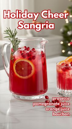 The Holiday Cheer Sangria is a festive punch that combines the richness of bourbon with the tartness of pomegranate and the bright citrus notes of orange. Topped with bubbly Prosecco and garnished with fresh pomegranate arils, this drink is ideal for holiday gatherings, adding a touch of sparkle to any celebration.
#holidaycheersangria #christmascocktails #christmasdrinks via @mybartender Holiday Punch Bowl Recipes, Sparkling Punch Alcoholic, Boozy Party Punch, Christmas Holiday Punch With Alcohol, Christmas Party Punch Alcohol, Holiday Alcoholic Drinks Pitcher, New Years Eve Pitcher Cocktails, Sangria Punch Recipes, Thanksgiving Sangria Recipes Easy