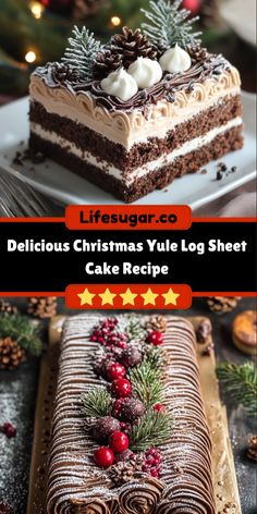 christmas yule log sheet cake recipe