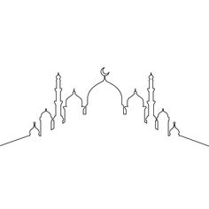 a line drawing of a mosque on top of a hill